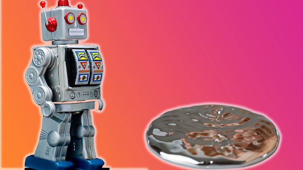 Stock image of a robot and liquid metal