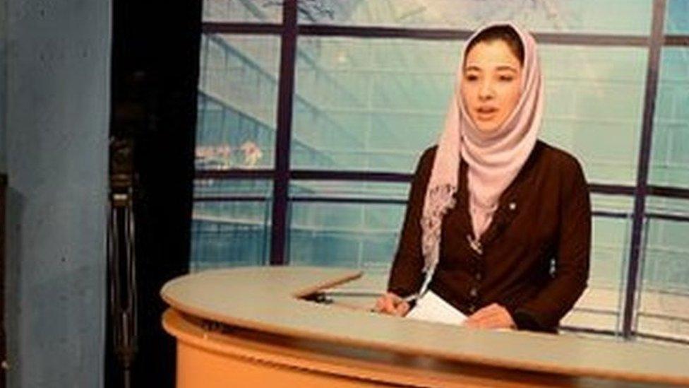 File photo: In this photograph taken on January 30, 2013 a female Afghan news presenter reads the news at a studio in Kabul.