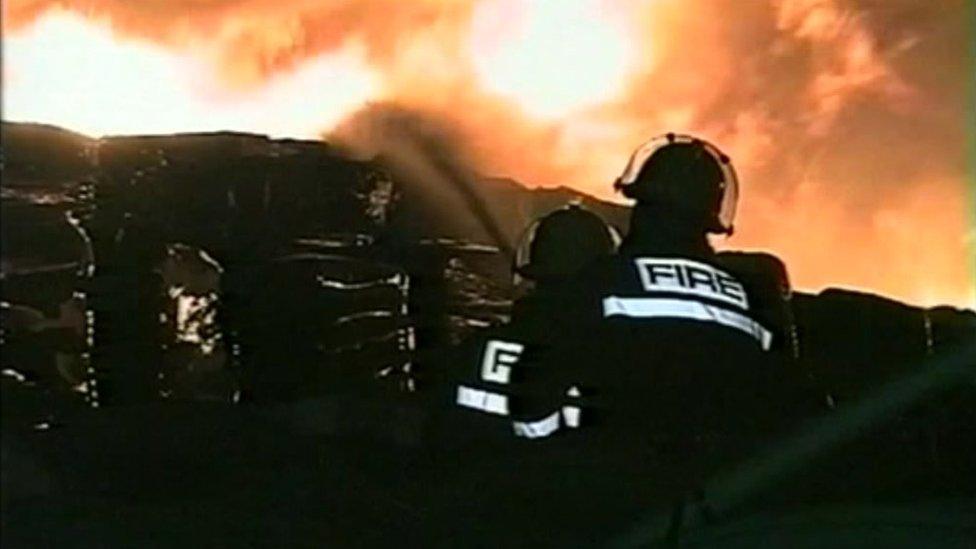 Firefighter fighting fire