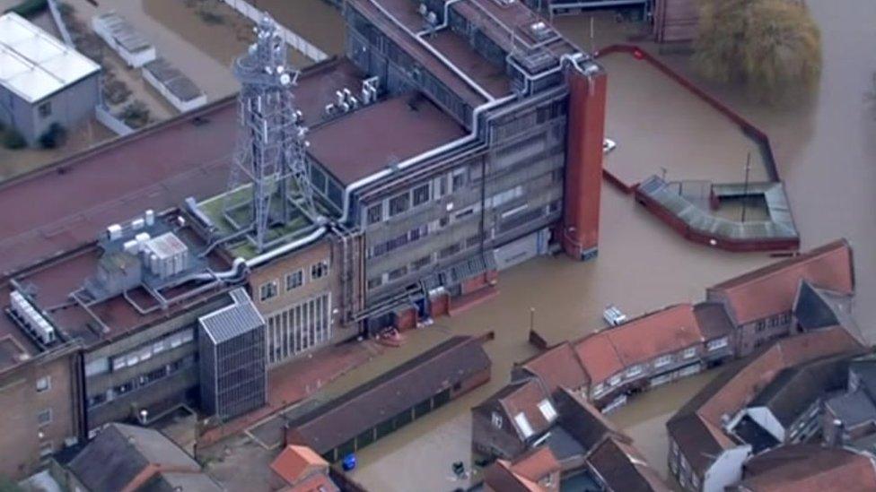 The flooded telephone exchange in York