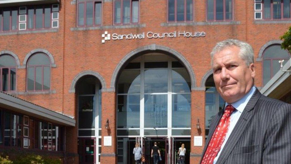 Cllr Steve Eling in front of Sandwell Council house