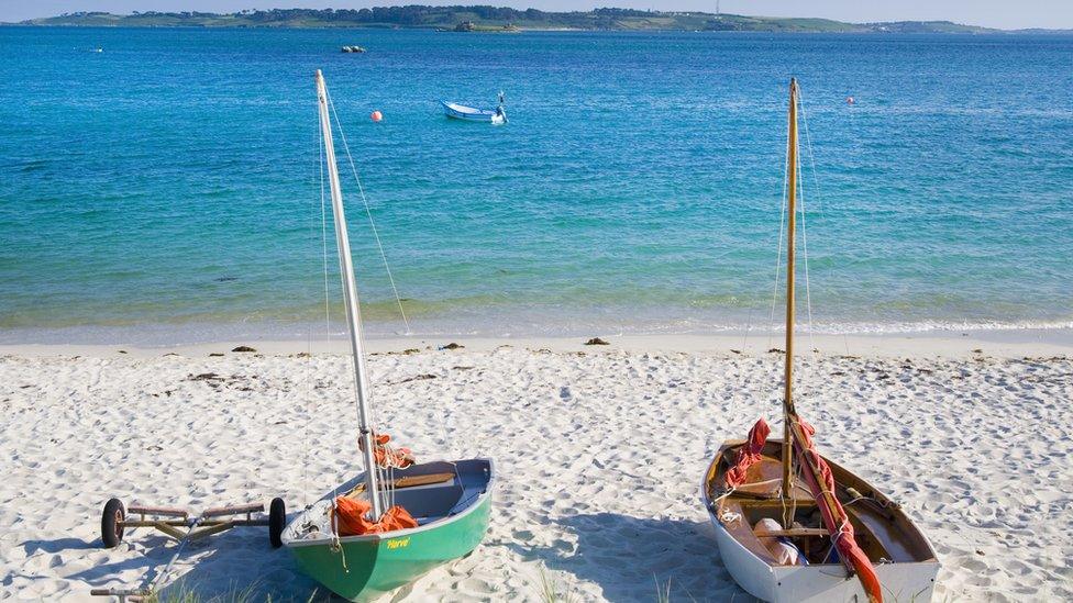 Boats on Isles of Scilly beach