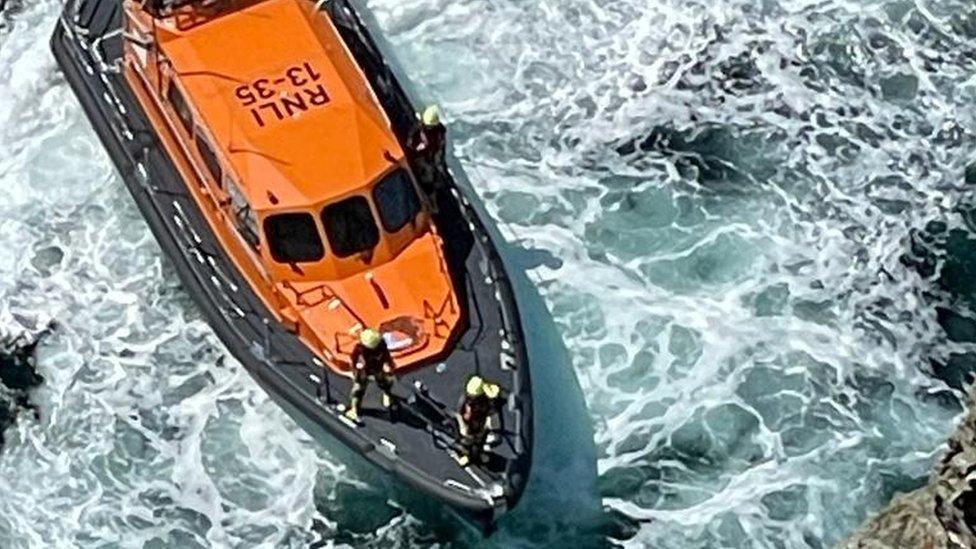 Peel Lifeboat at below Bradda Head