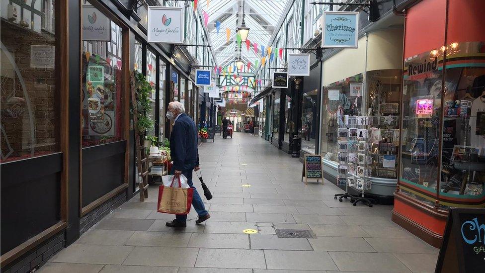 man walking in Bedford