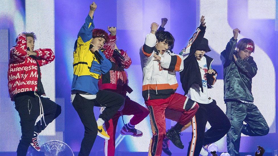 K-pop band BTS performing