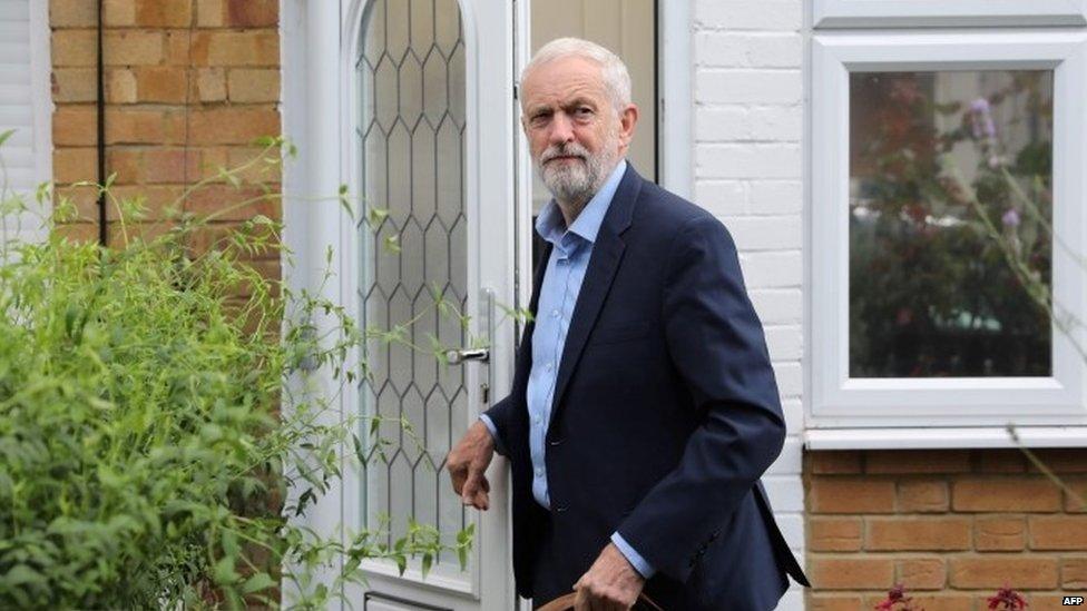 Jeremy Corbyn leaving his home