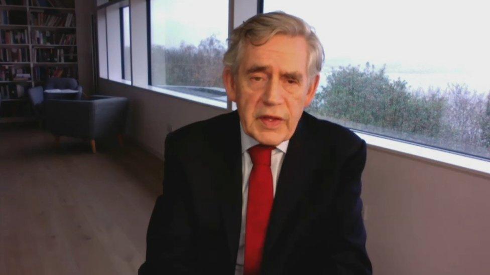 Gordon Brown on zoom call with Douglas Fraser