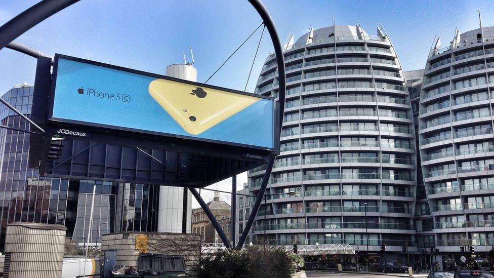 An electronic billboard in London's Old Street Roundabout