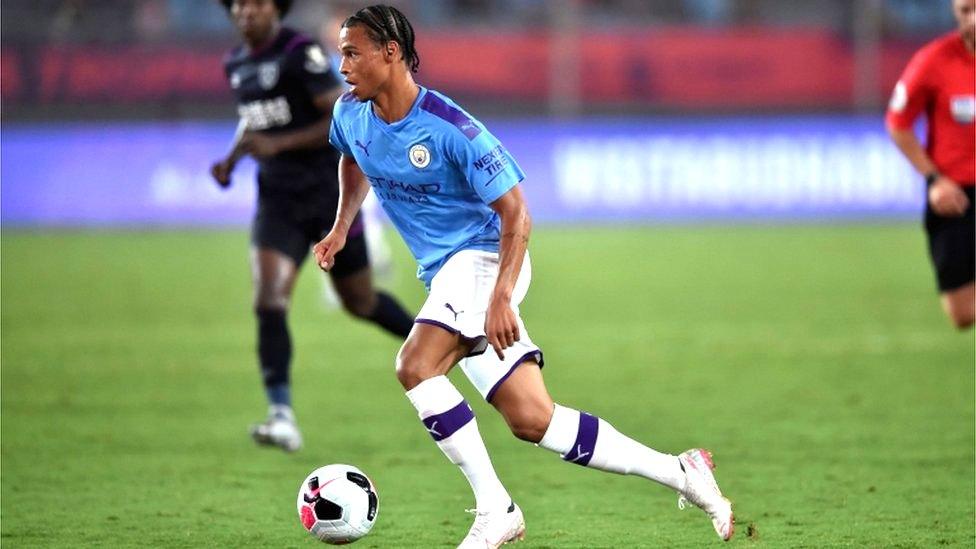 Leroy Sane of Man City in action in the Premier League Asia trophy v West Ham