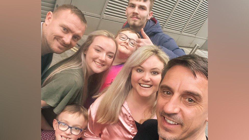 Gary Neville with the family