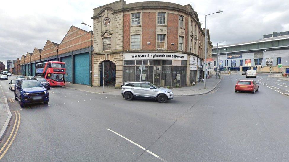 Manvers Street and Southwell Road junction near Motorpoint Arena in Nottingham