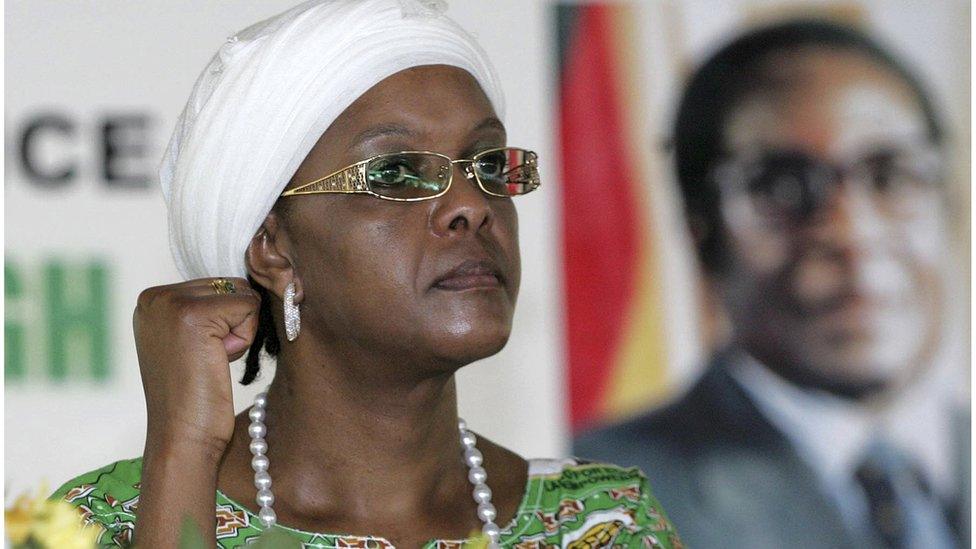 Zimbabwe's First Lady Grace Mugabe, gestures during a Zanu-PF party meeting in Mutare, in this December 17, 2010