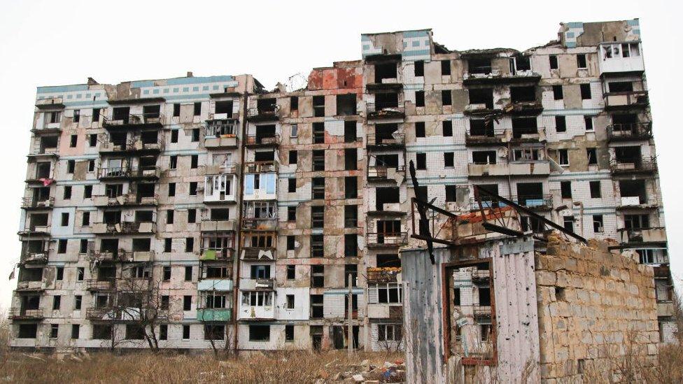 Damaged building, Donetsk airport