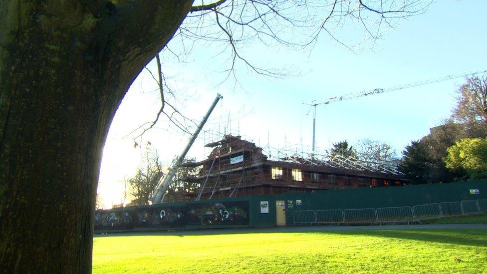 The building has been stripped back to its bones, without its glass roof and extensive heating system