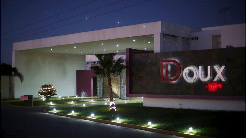 A view of facade of the roadside motel Doux where an operation to recapture Joaquin "El Chapo" Guzman concluded on Friday in Los Mochis, in Sinaloa state, Mexico, January 9, 2016