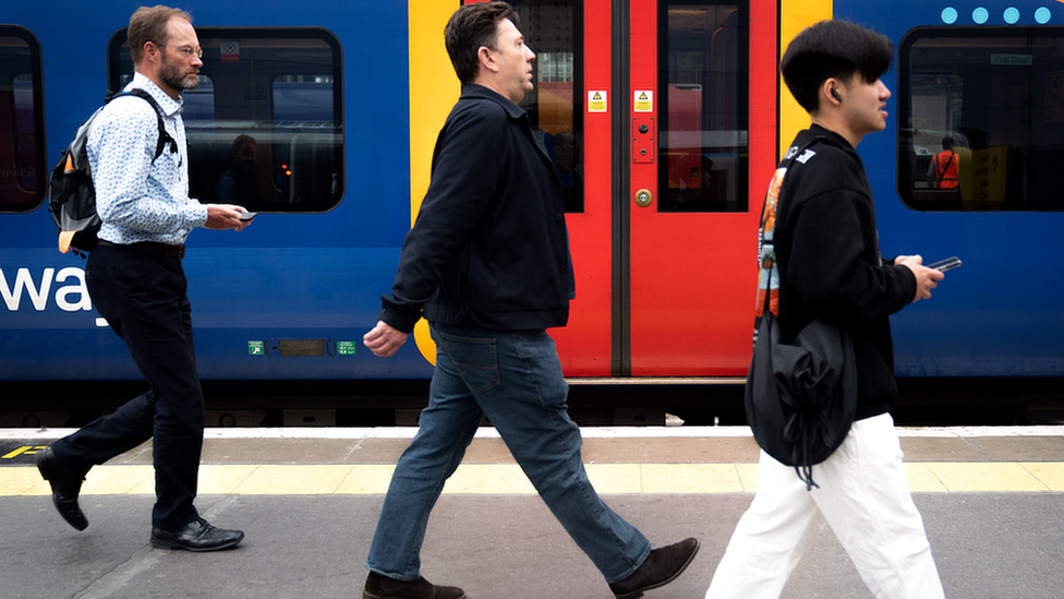 Train passengers on platform