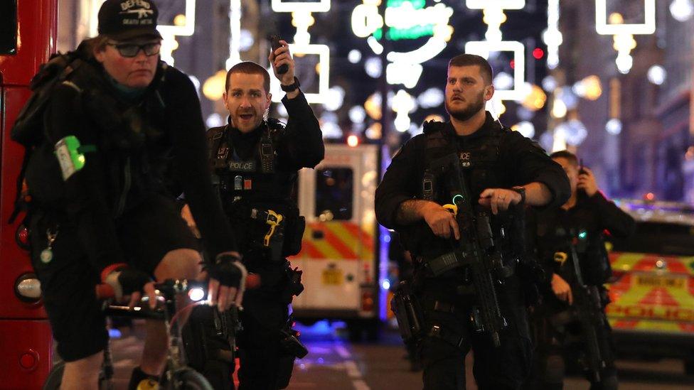 Armed police in Oxford Street