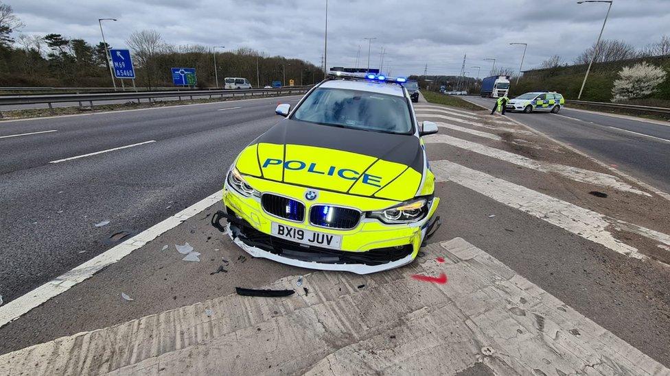 Police car involved in M1 crash