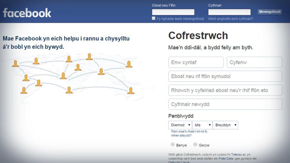 Rhyngwyneb Cymraeg Facebook