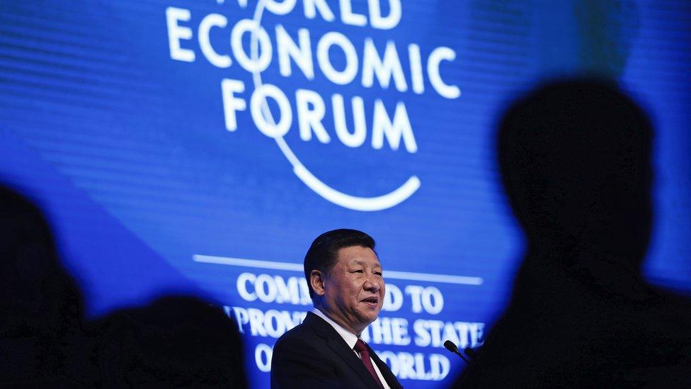 China's president Xi Jinping during the opening session of the World Economic Forum, Davos, 2017