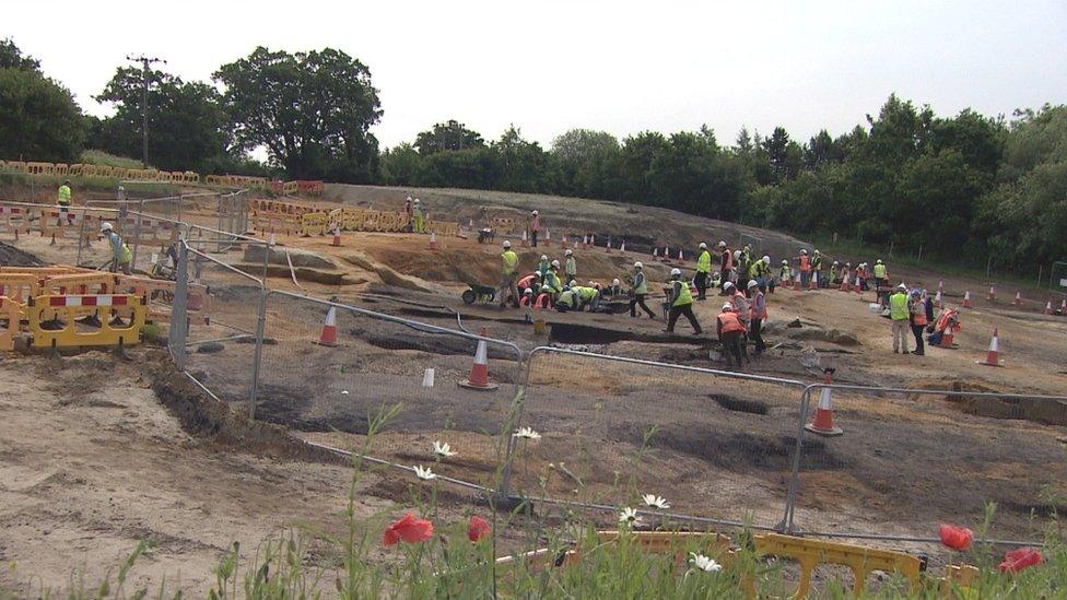 Archaeologists working on the site near Woodbridge