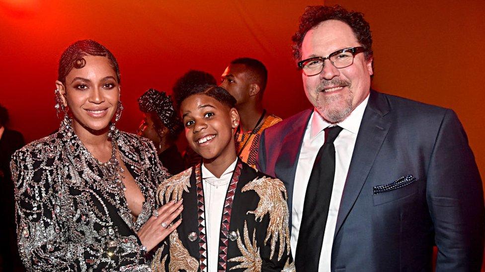 Beyonce Knowles-Carter, JD McCrary and Director/producer Jon Favreau attend the World Premiere of Disney's "THE LION KING" at the Dolby Theatre on July 09, 2019 in Hollywood, California