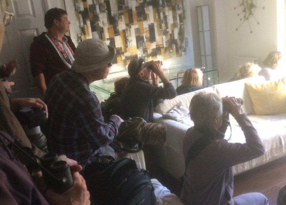 Birdwatchers in Stephen Leake's living room