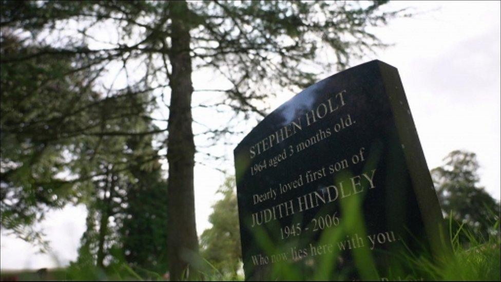 Headstone on an unmarked grave