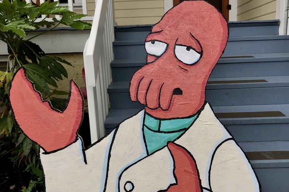 A plywood cut-out of Dr John A Zoidberg