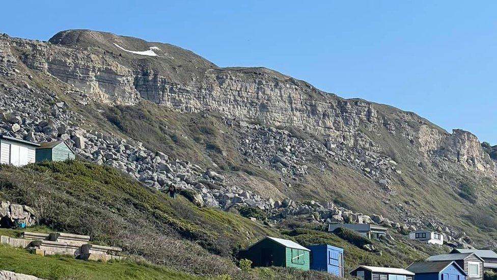 The helicopter on the cliff top