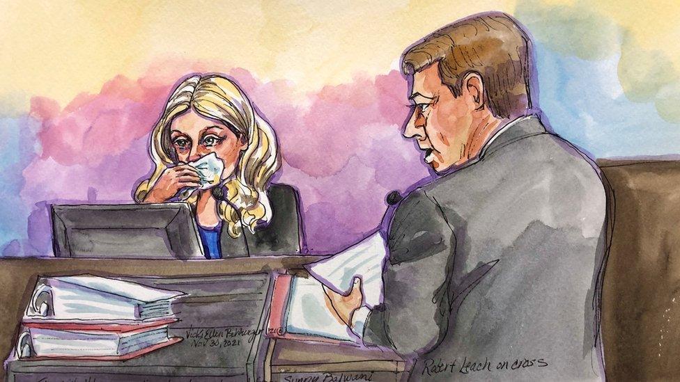 Courtroom sketch of Elizabeth Holmes