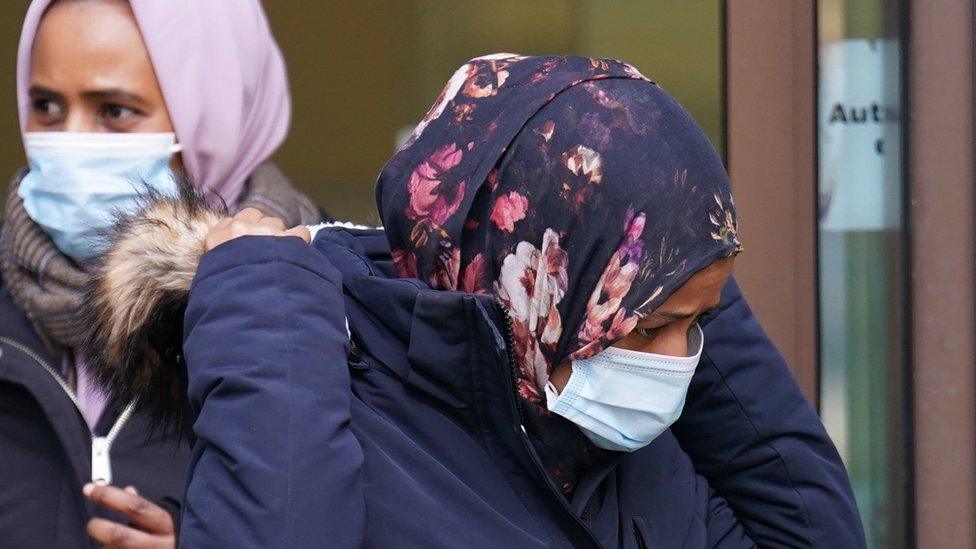 Nura Abdulkader (left) and Rawda Said (right) leaving Westminster Magistrates Court.