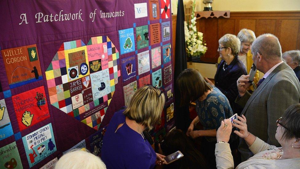 Patchwork quilt dedicated at service in Fivemiletown