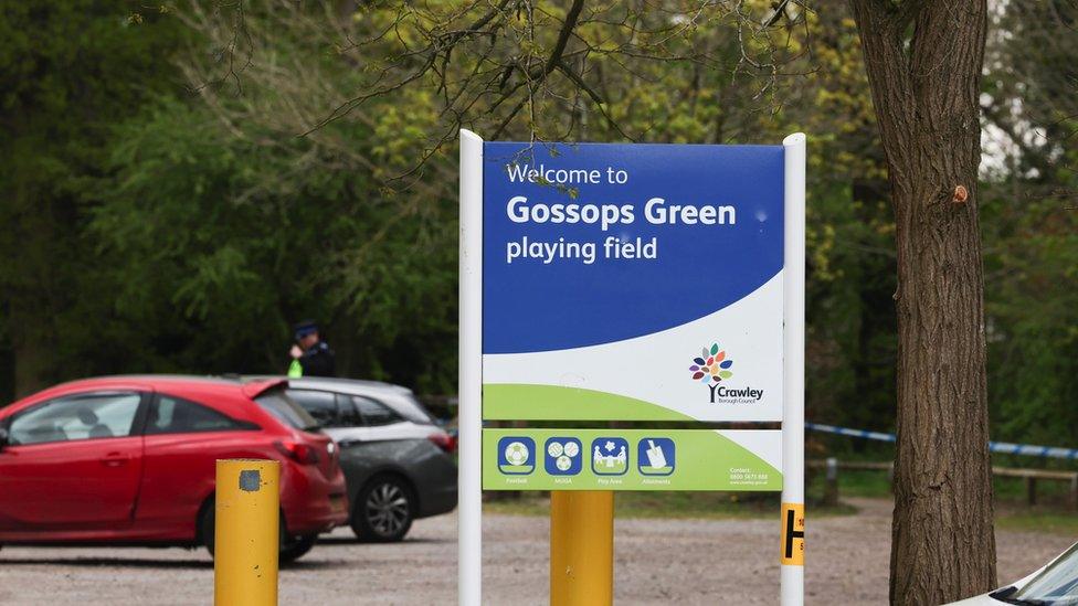 Gossops Green playing field sign