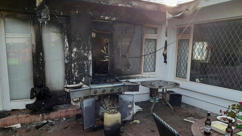 A house damaged by fire in St Brelade