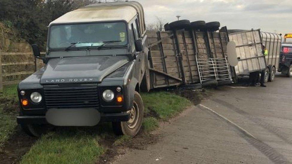 Overturned trailer