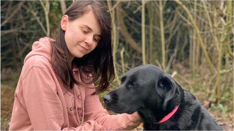 Maisy McAdam and Willow the guide dog