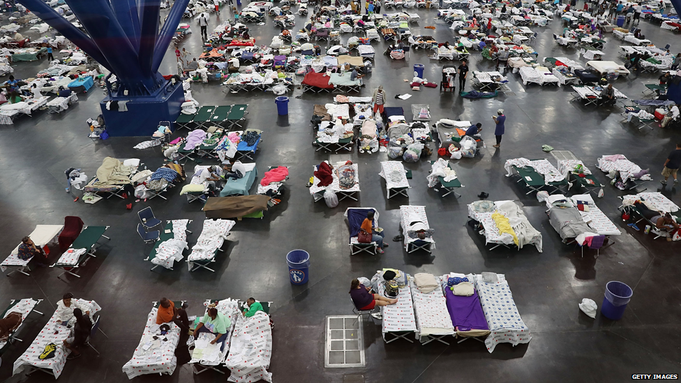 Thousands of people are sheltering in the George R Brown Convention Center