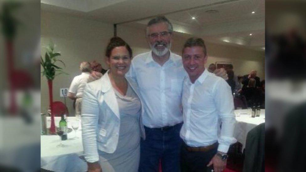 Jonathan Dowdall seen here with Sinn Féin senior members Mary Lou McDonald and Gerry Adams