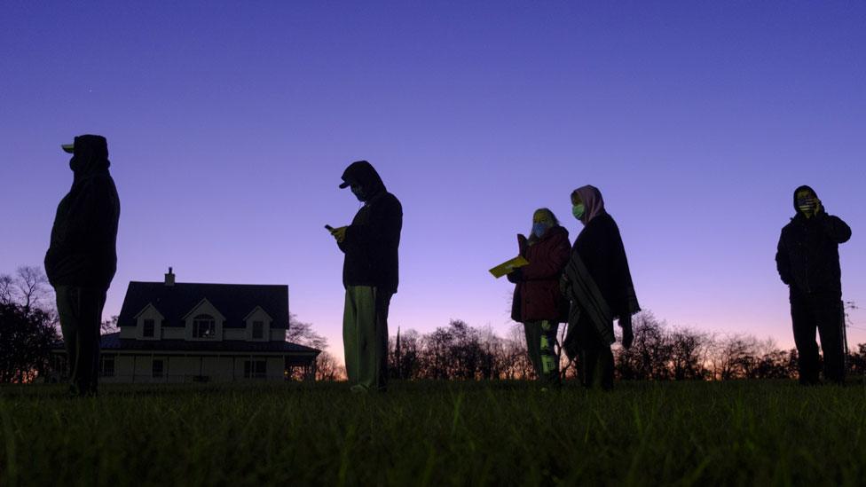 Voters queue in Indiana