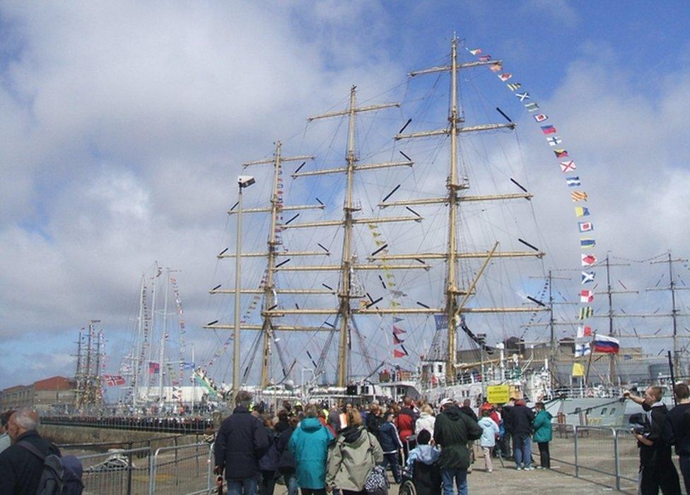 visitors to the tall ships in Liverpool