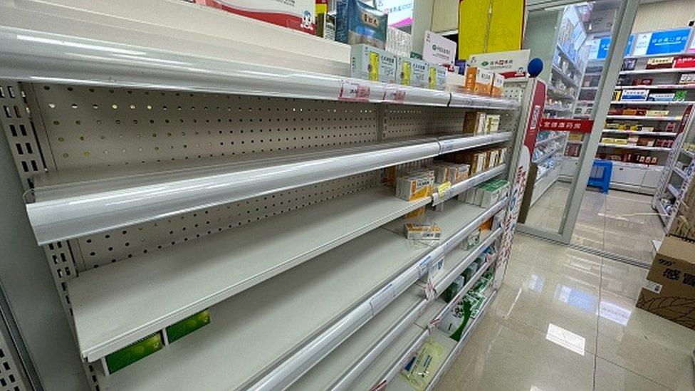 Drug aisles are bare in some Chinese chemists