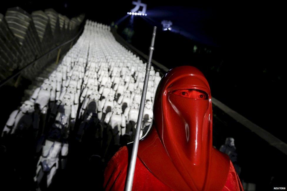 Stormtroopers line the Great Wall of China