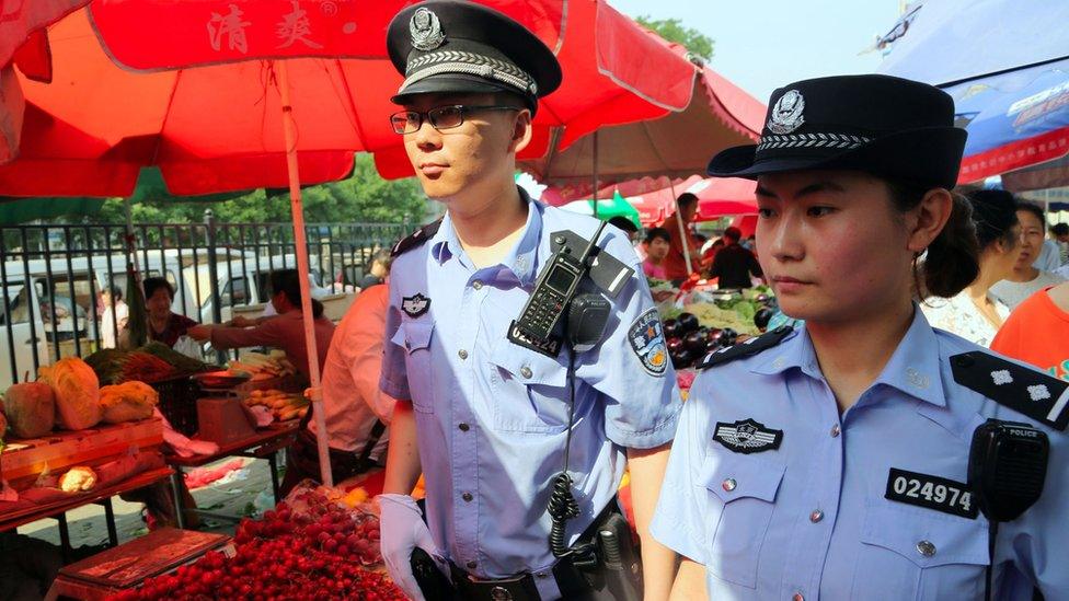 Chinese police patrol