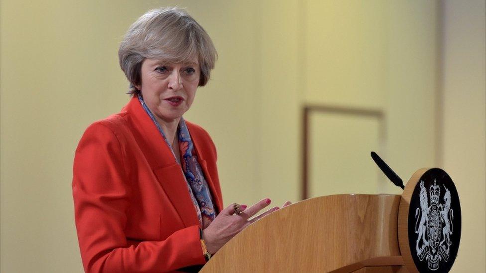 Theresa May gives a press conference in Brussels