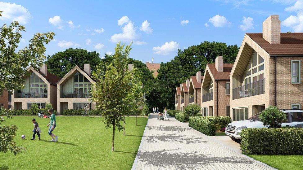 Computer image of proposed homes at Guildford Cathedral