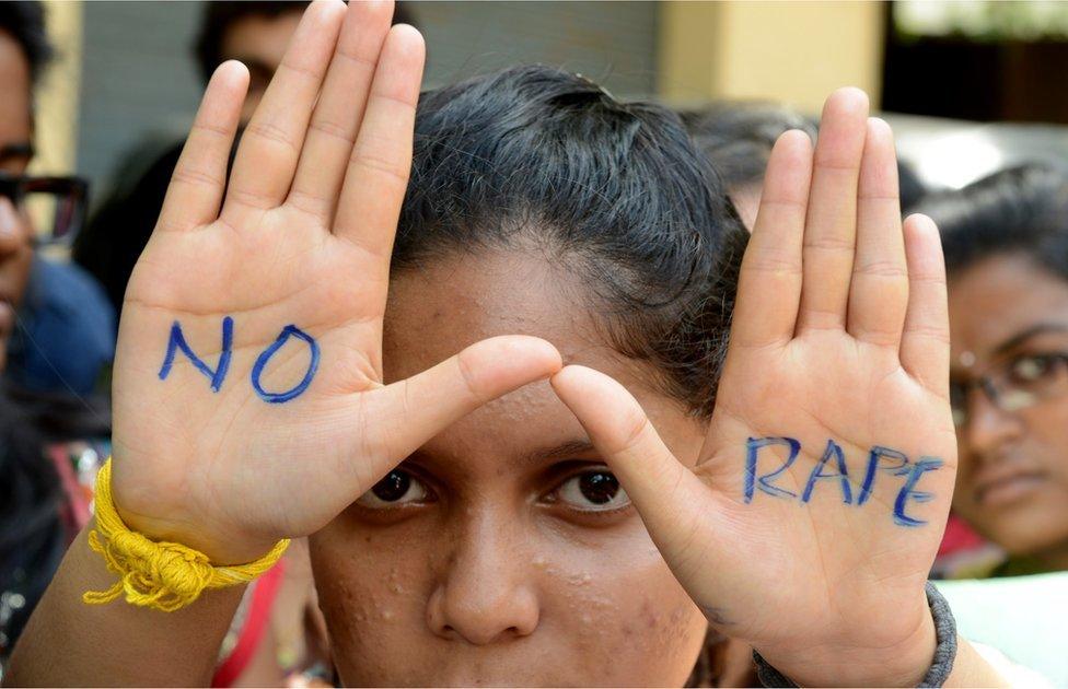 Indian students of Saint Joseph Degree college participate in an anti-rape protest in Hyderabad on September 13, 2013.