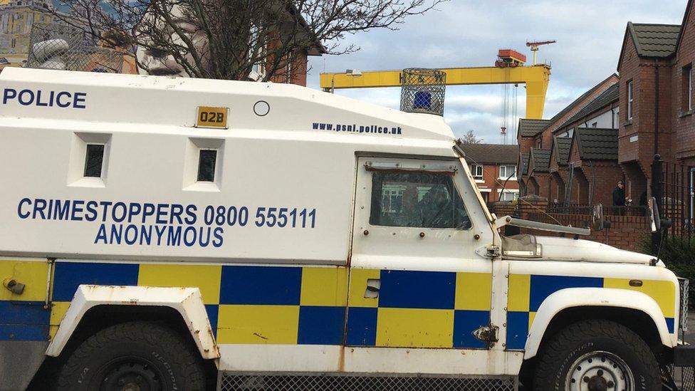 Police are carrying out searches on the Newtownards Road in east Belfast