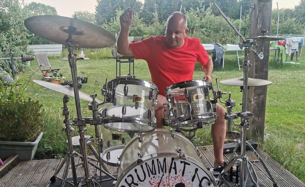 Scott Field playing the drums