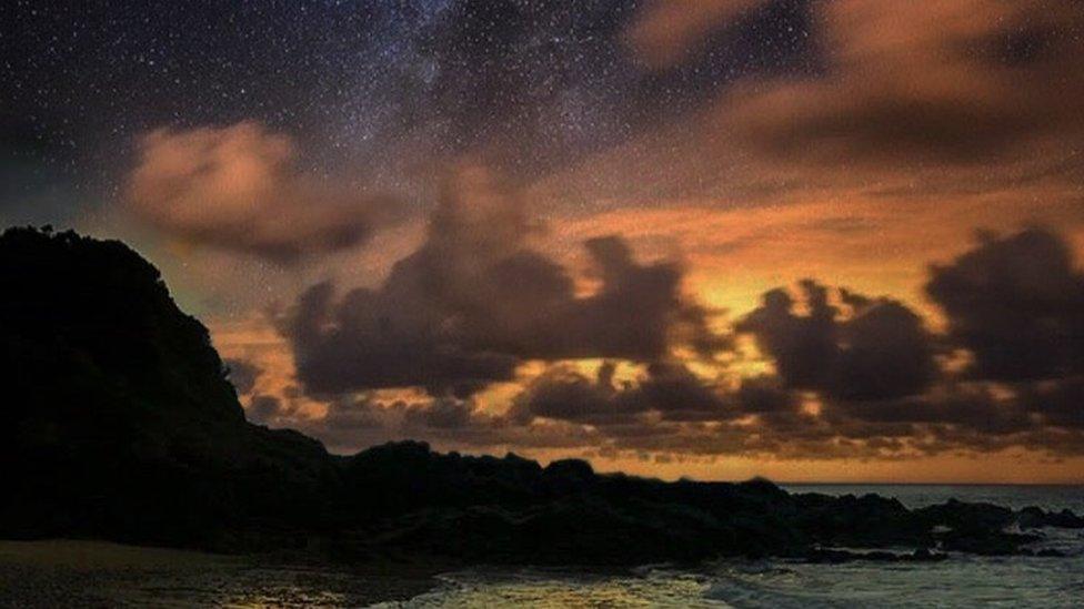 Star gazing: Steve Liddiard captured the stars as light faded over Langland Bay in Swansea